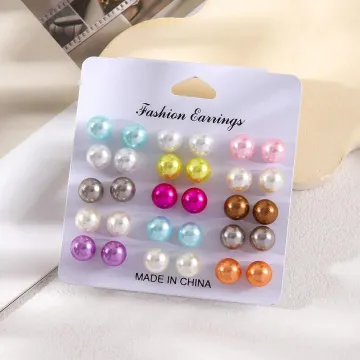 30 Pcs Fashionable Pearl Stud Earrings Set